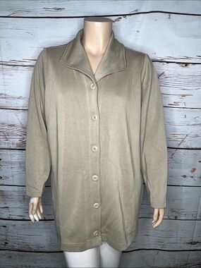 Denim & Co. Active NWT Size 2X Tan Button Down Sweater Coatigan - Coat Cardigan